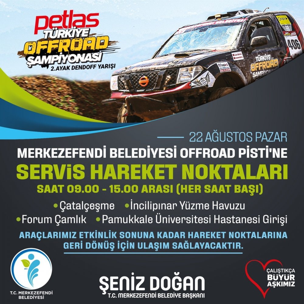 Merkezefendi Belediyesi’nin ev sahipliği yapacağı Petlas Türkiye Off Road Şampiyonası 2. Ayak DENDOFF Yarışı için nefesler tutuldu.