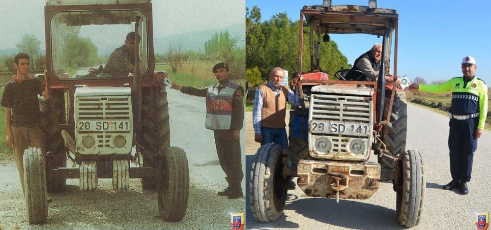 Jandarma Genel Komutanlığının, Denizli’de 23 yıl önce yeri, sürücüsü ve traktörü aynı olan fotoğraf karesini tekrardan çekmesiyle birlikte resmi sosyal medya hesabından yaptığı paylaşım, büyük beğeni topladı.