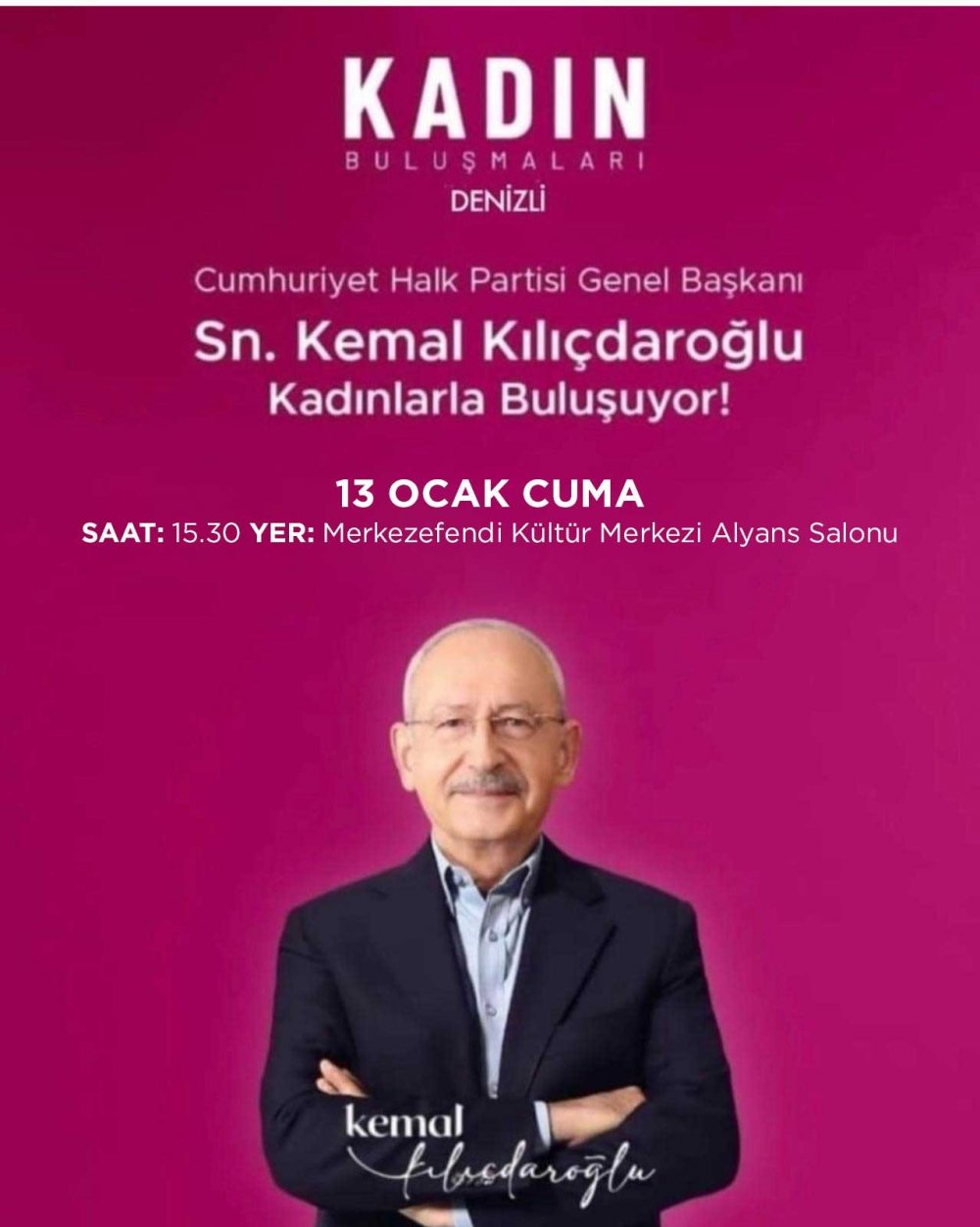Cumhuriyet Halk Partisi Genel Başkanı Kemal Kılıçdaroğlu'nun 12 Ocak Perşembe günü gerçekleştireceği ‘Toplu Açılış’ töreni, dayısı Ali Gündüz’ün vefatından dolayı 13 Ocak Cuma gününe ertelendi.