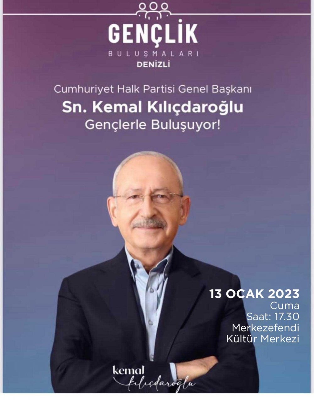 Cumhuriyet Halk Partisi Genel Başkanı Kemal Kılıçdaroğlu'nun 12 Ocak Perşembe günü gerçekleştireceği ‘Toplu Açılış’ töreni, dayısı Ali Gündüz’ün vefatından dolayı 13 Ocak Cuma gününe ertelendi.