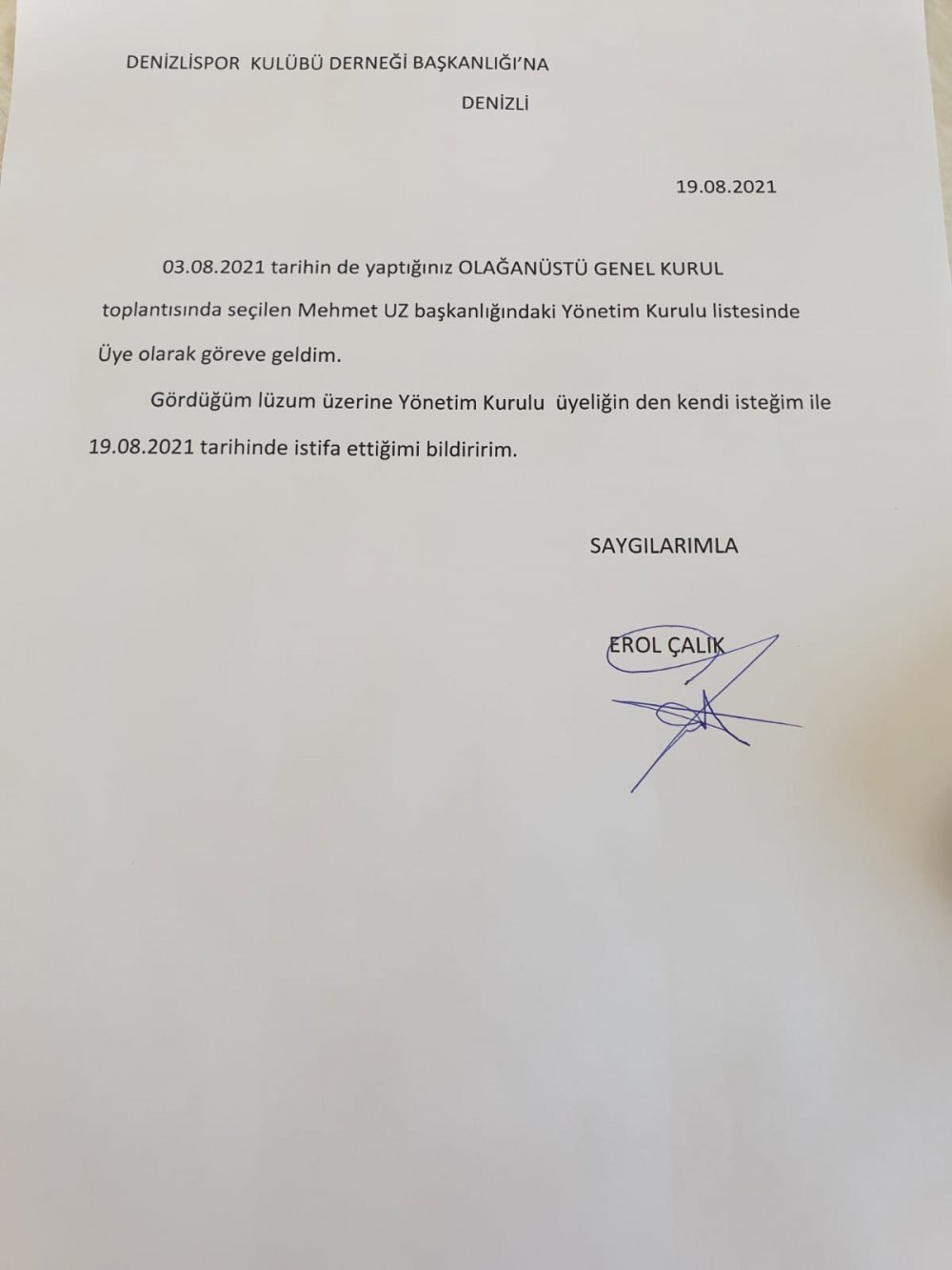 Denizlispor’da istifaların ardı arkası kesilmiyor. Son olarak Veli Çıtışlı, Ahmet Selvi, Erol Çalık ve Kadir Keskin istifa etti.