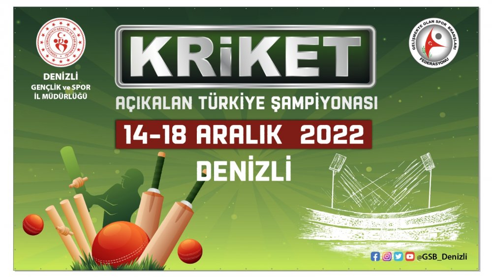 Kadınlar Kriket Açık Alan Türkiye Şampiyonası 14-18 Aralık 2022 tarihleri ​​arasında Denizli’nin ev sahipliğinde yapılacak. 9 takımdan 157 sporcuyu buluşturacak organizasyon için hazırlıklar devam ediyor.