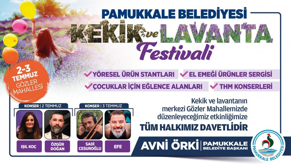 Pamukkale Belediyesi bir ilke daha imza atarak Kekik ve Lavanta Festivali düzenliyor. Pamukkale Belediye Başkanı Avni Örki, “Kekik ve lavantanın diyarına yakışacak bir festival düzenliyoruz. Tüm vatandaşlarımızı bu festivalimize bekliyoruz” dedi.